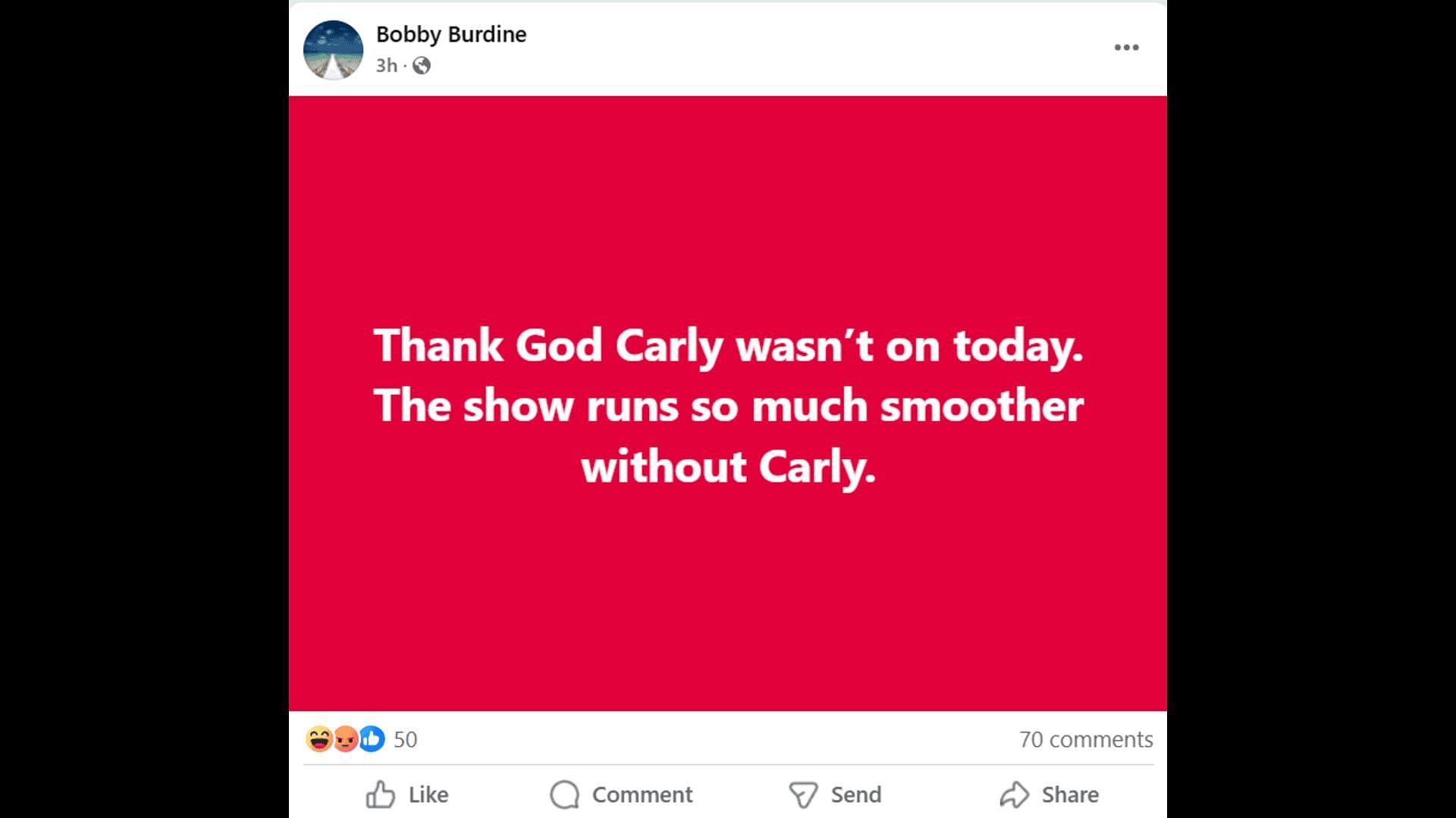 A Facebook post about Carly (Image via Facebook/General Hospital Fans-Official)